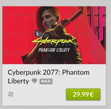 Цена Phantom Liberty в GOG