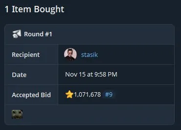 Покупка stasik на аукционе в Telegram