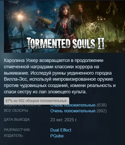 Отзывы на Tormented Souls 2