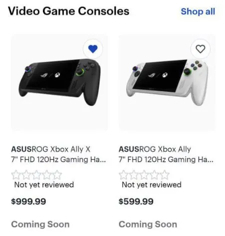 Цены на портативные игровые консоли ROG Xbox Ally и Ally X