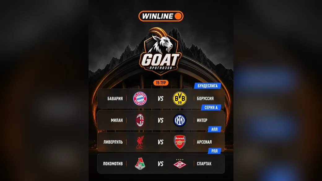 GOAT прогнозов, тур 15: три дерби и «Ливерпуль» – «Арсенал» – Winline