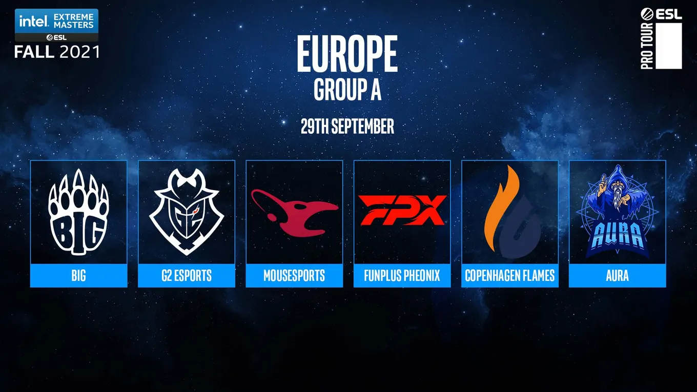 Участники группы A на IEM Fall 2021 для Европы