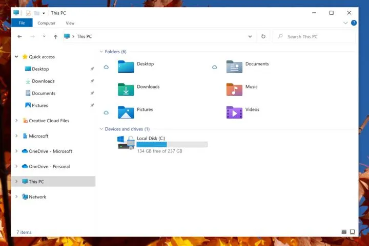 Обновлённые значки корневых папок в Windows 10