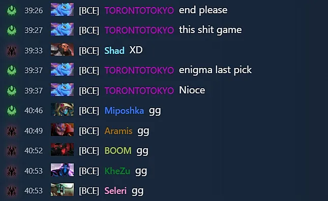 Чат в матче Team Spirit — ViKin.gg