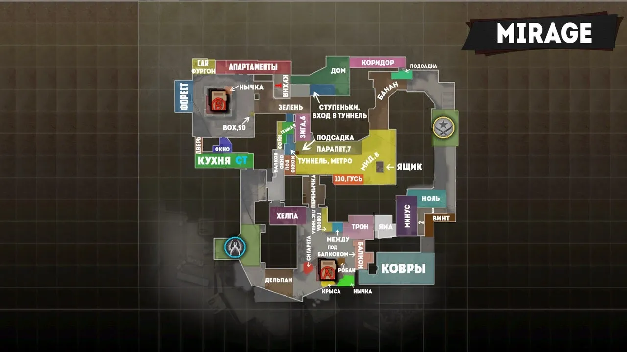 Разбор позиций на карте Мираж CS:GO