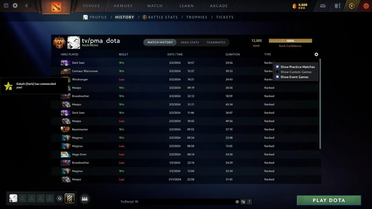 Оффлейнер Natus Vincere Junior преодолел отметку в 12 тысяч MMR