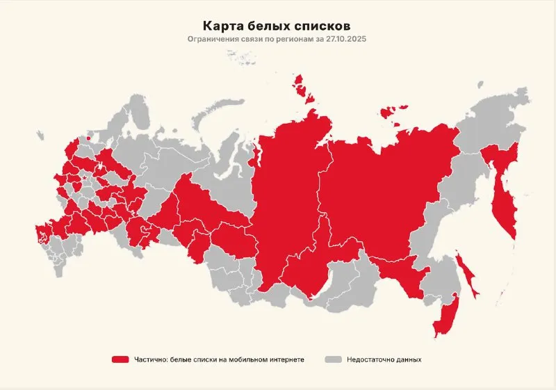 Статистика применения «белых списков» по России