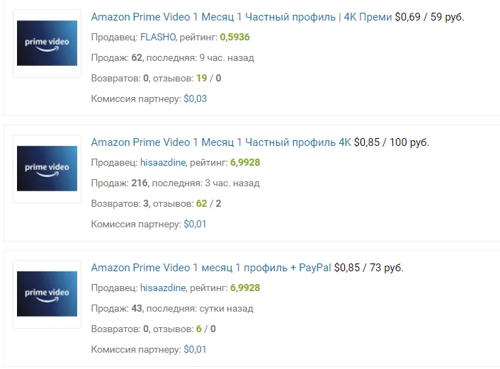 Оформить подписку Amazon Prime Video можно через посредника
