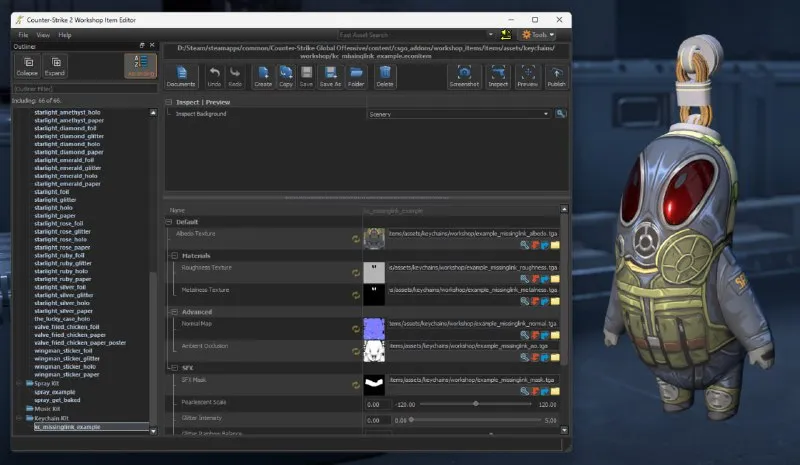 Возможность добавлять скины на «сосисочный брелок» в мастерской Steam для CS2