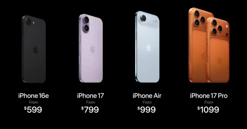 Цены на смартфоны линейки iPhone 17