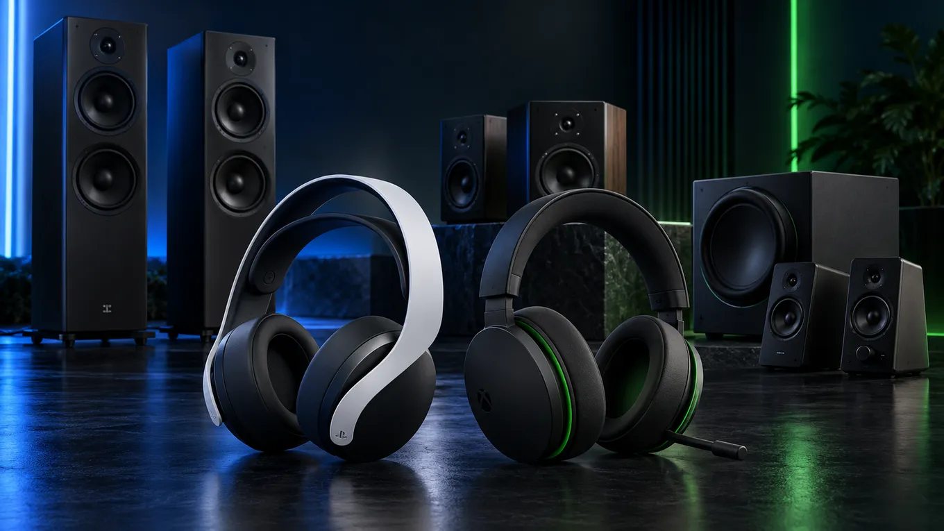 Современные PS5 и Xbox Series X|S поддерживают пространственное звучание, поэтому даже хорошие наушники или относительно недорогой саундбар способны заметно улучшить впечатления по сравнению со стандартными динамиками телевизора