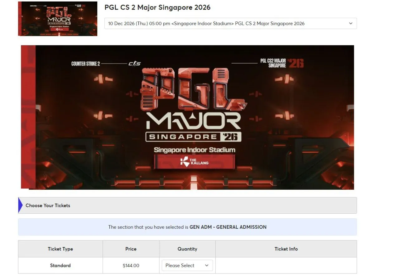 билеты PGL Major Singapore 2026