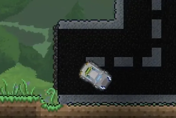 Передвижение на машине по вертикальным стенам в Terraria