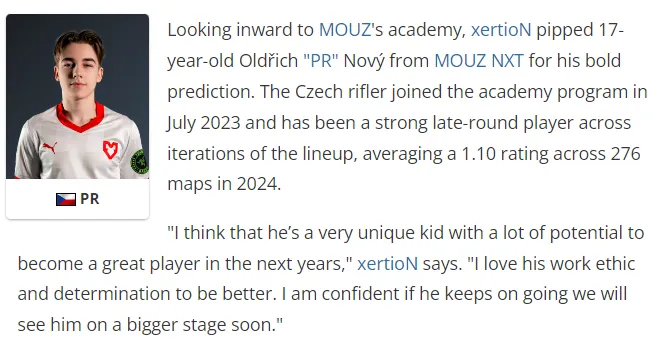 Прогноз xertioN на участника топ-20 от HLTV в 2025 году