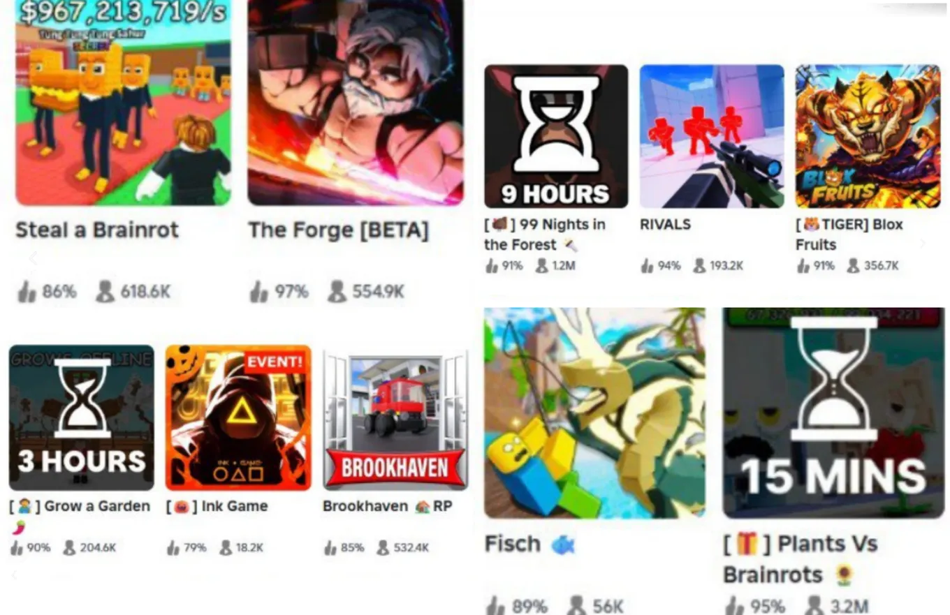 Популярные игры в Roblox* на момент написания новости