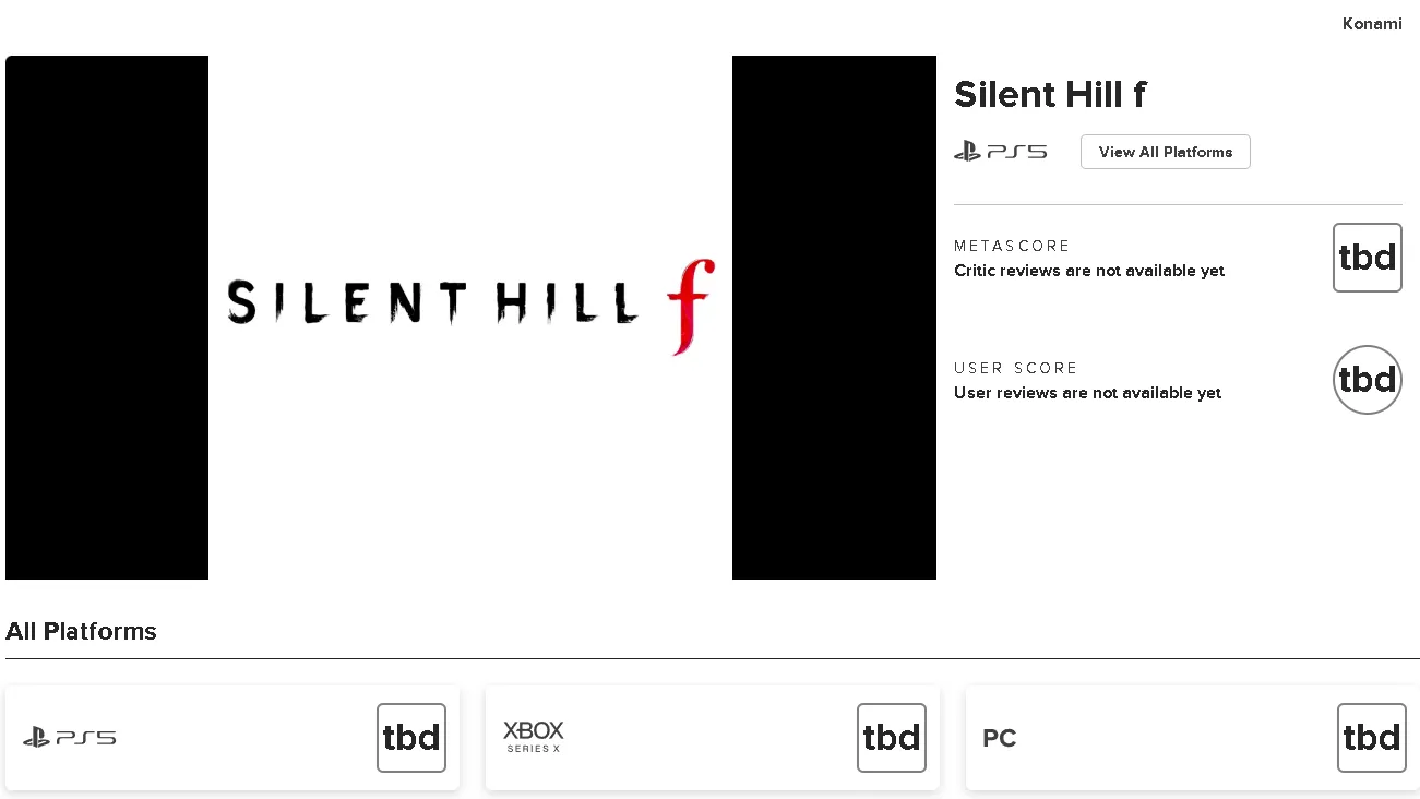 SILENT HILL f в агрегаторе отзывов Metacritic
