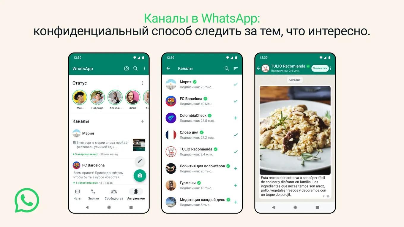 Каналы в мессенджере WhatsApp