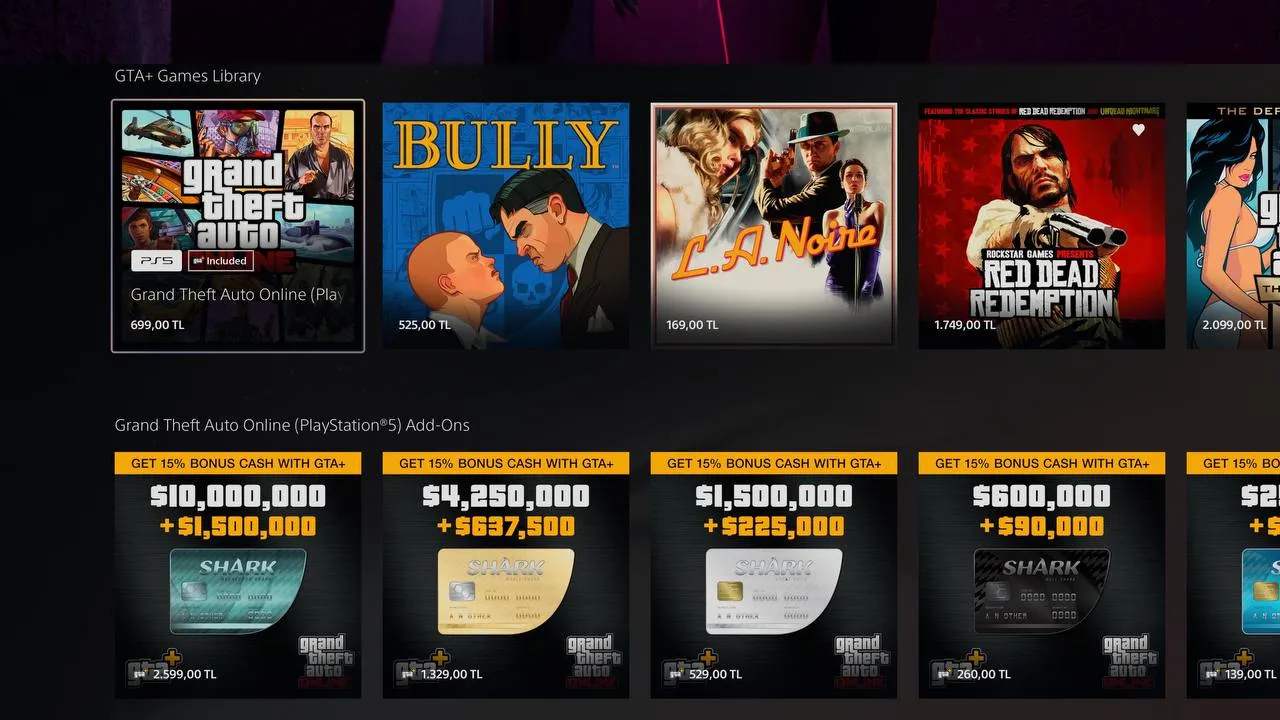 GTA Online в платной подписке GTA+