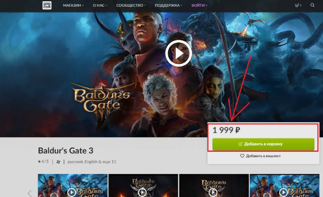 Baldur's Gate 3 в GOG