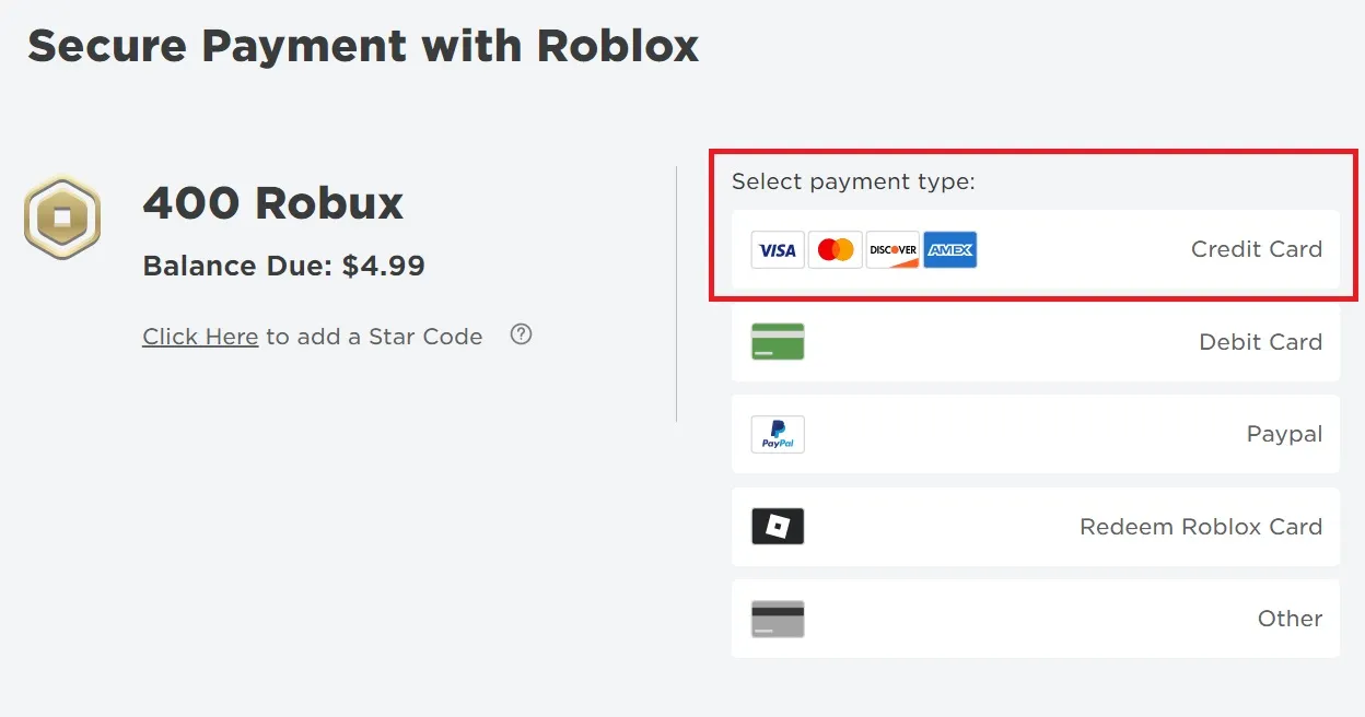 Для доната через Тинькофф выберите способ оплаты Credit Card