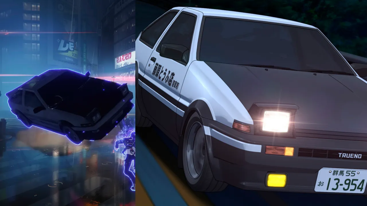 Машина героев в одном из квестов в Ananta, напоминающая Toyota AE86 Trueno GT Apex из аниме «Инициал D»