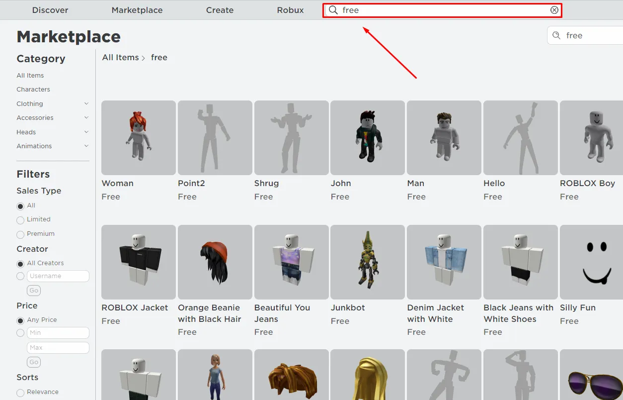 Каталог Roblox