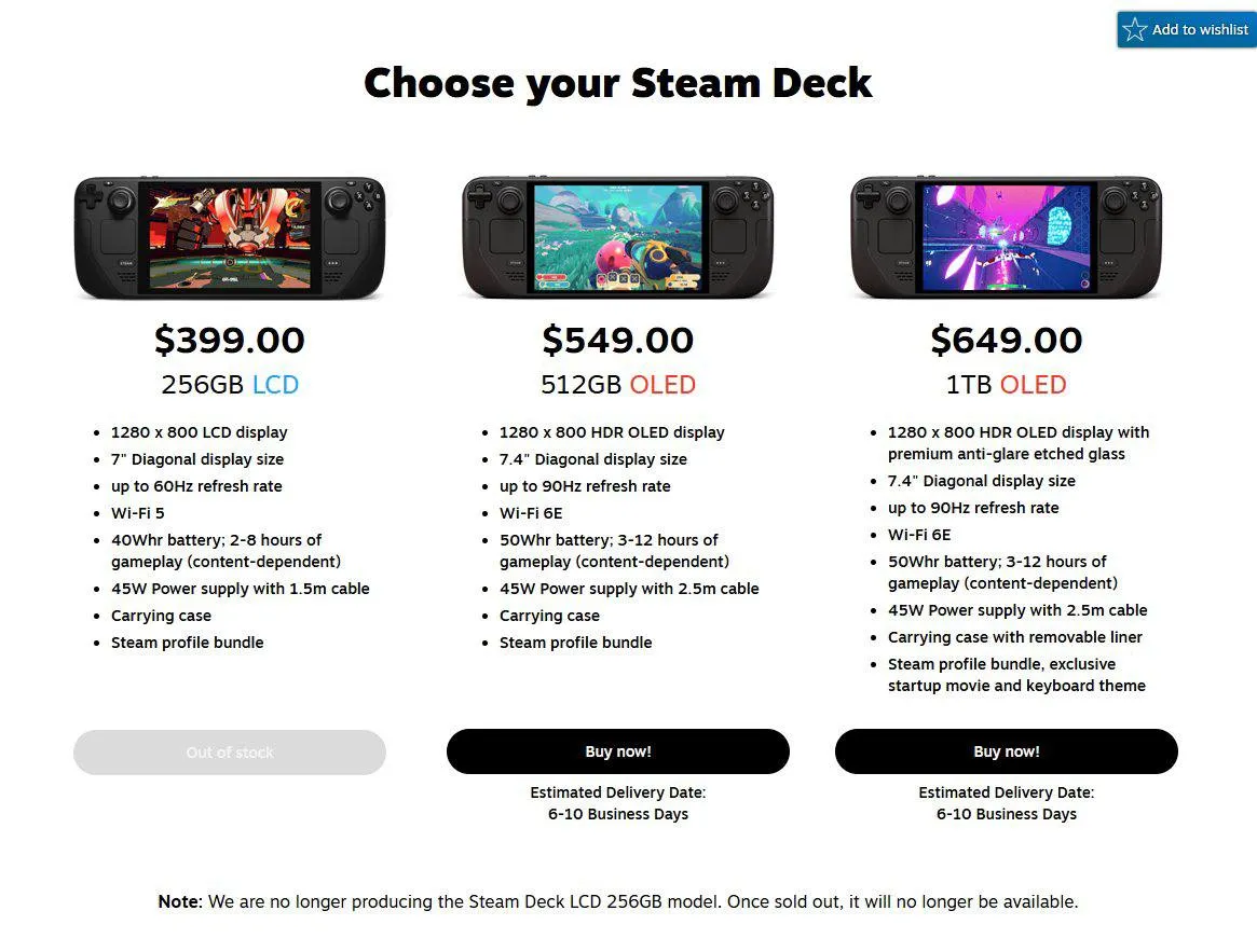 Компания Valve объявила о прекращении продаж Steam Deck LCD на 256 ГБ