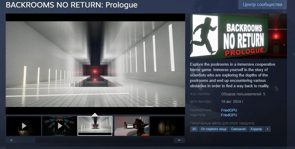 BACKROOMS NO RETURN: Prologue в Steam