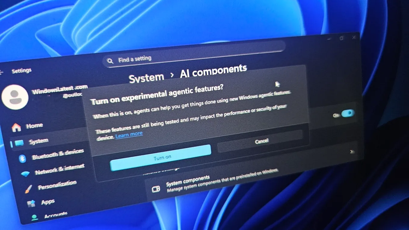 Экспериментальные агентные функции в настройках Windows 11