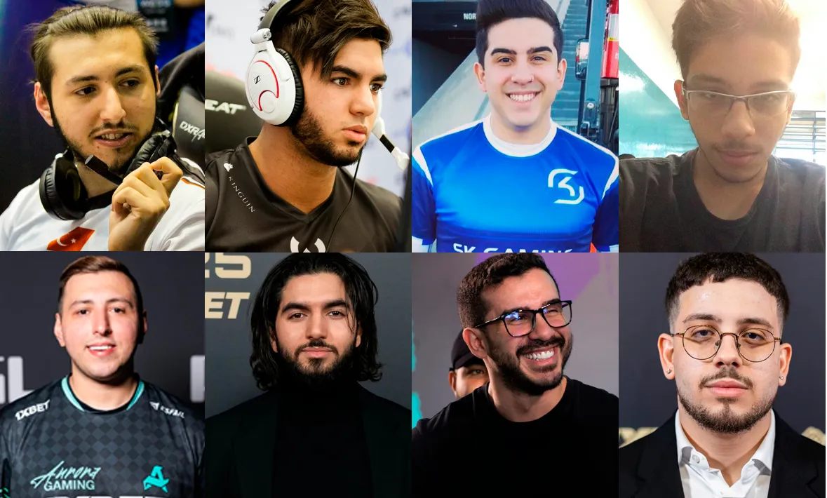 На фото: XANTARES, ScreaM, coldzera и KSCERATO в 2016 году (сверху) и они же в 2026 году (снизу)
