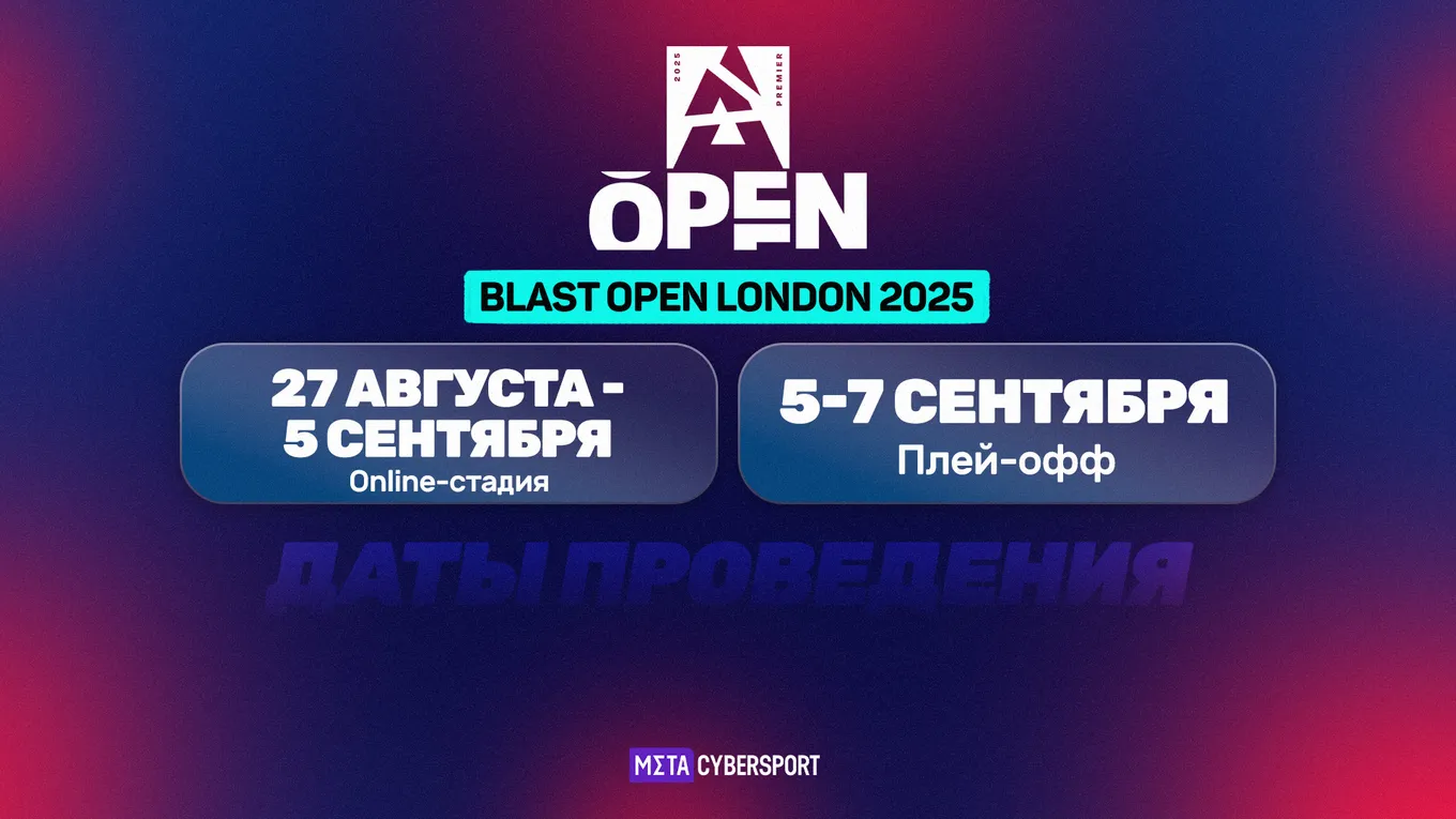 BLAST Open London 2025 по CS2 пройдёт с 27 августа по 7 сентября 2025 года