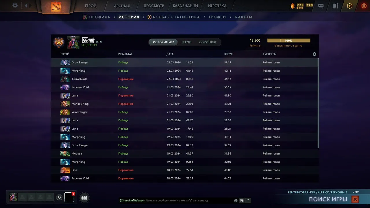 Watson апнул 13,5к MMR