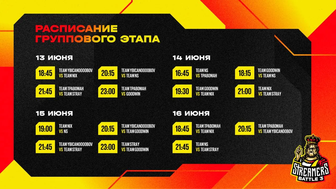 Расписание BetBoom Streamers Battle 3