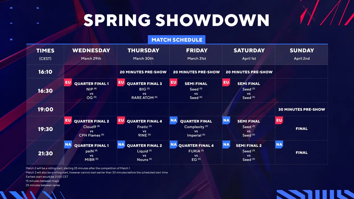 Расписание BLAST Premier: Spring Showdown 2023