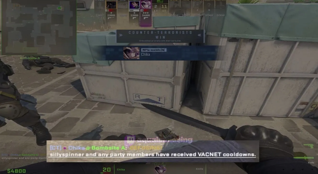 Блокировка во время матча в Counter-Strike 2