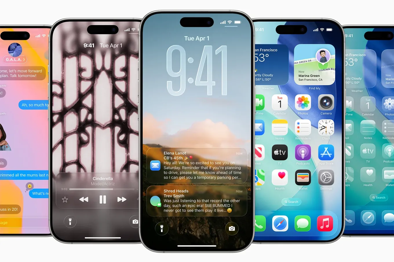 Кадр презентации iOS 26 с обновлённым интерфейсом