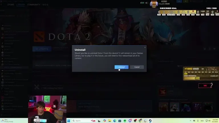 Dendi удаляет Dota 2