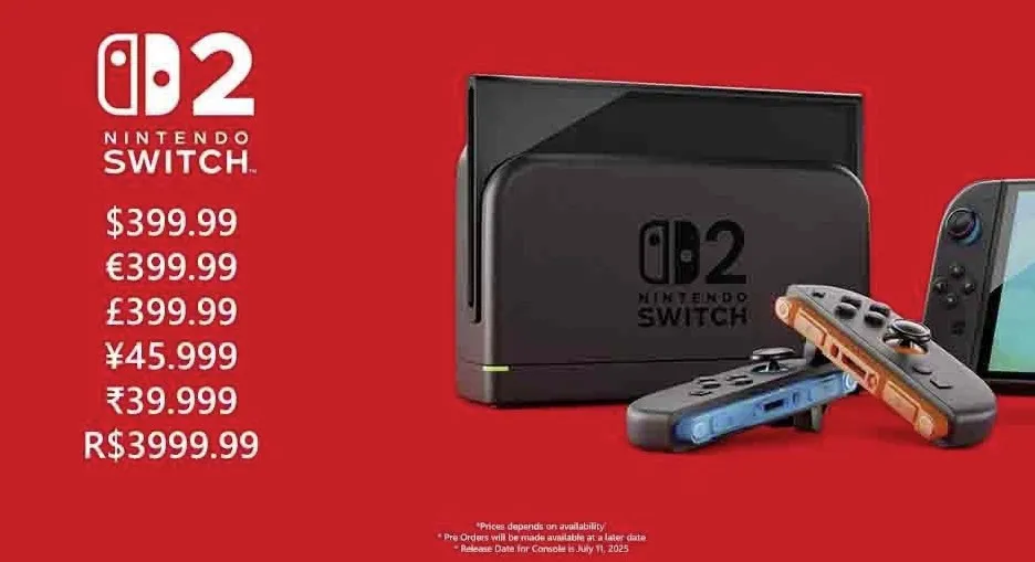 Примерные цены на Nintendo Switch 2
