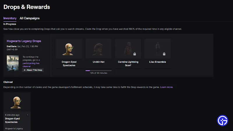 Дроп в инвентаре Twitch