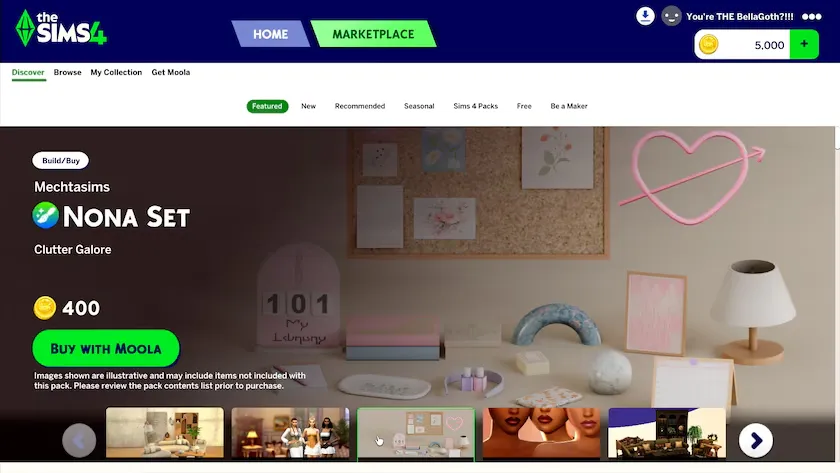 интерфейс магазина Sims Maker Program в The Sims 4