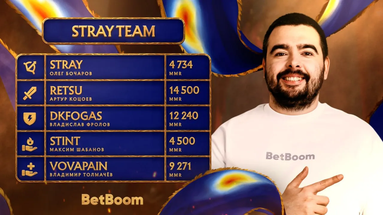 Баннер с анонсом команды Stray Team на BetBoom Streamers Battle х Динамо 11