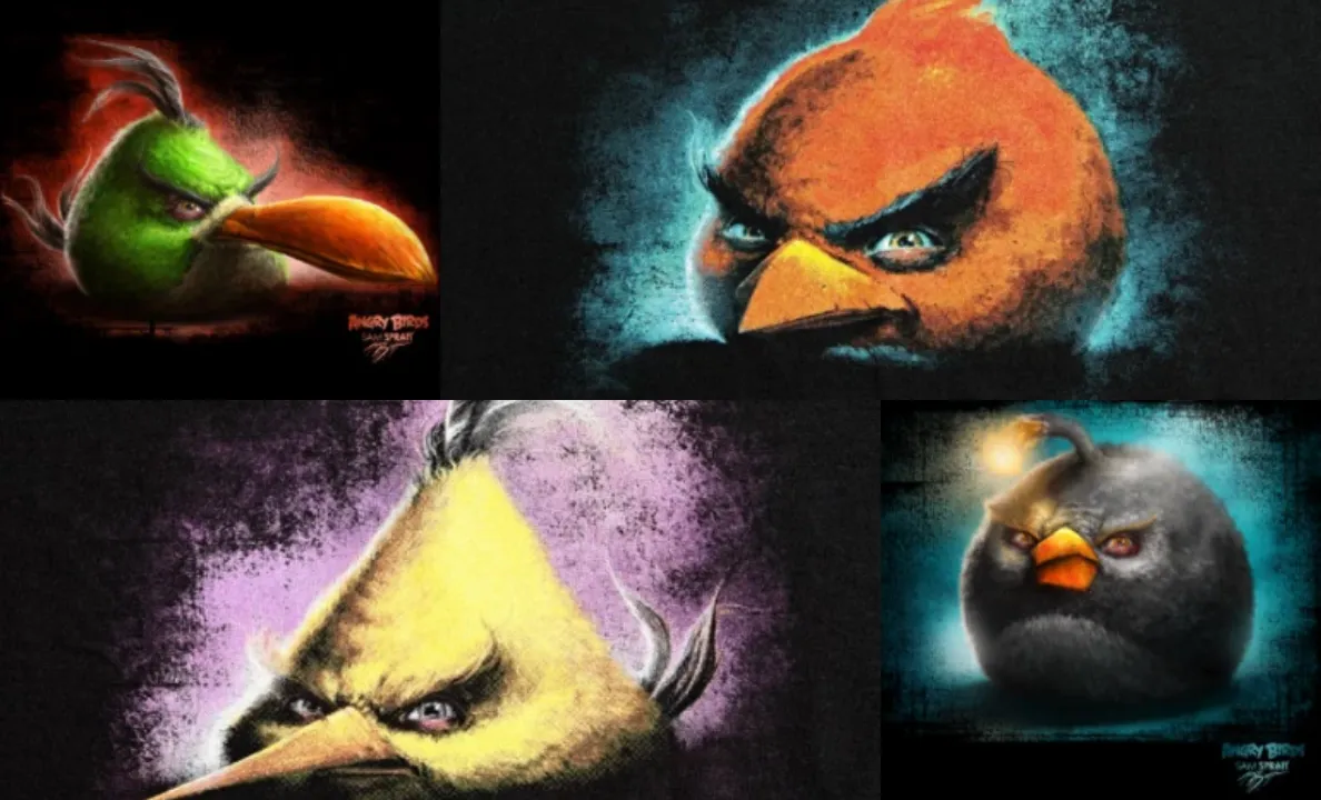 Визуал мема «Сидим-не рыпаемся»: птички Angry Birds от художника Сэма Спрэтта
