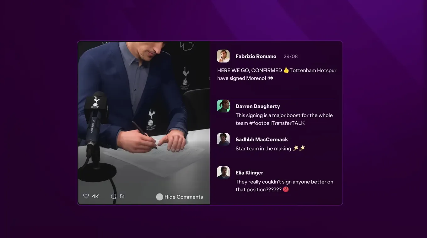 Обновлённые социальные сети в «Карьере» в EA FC 25