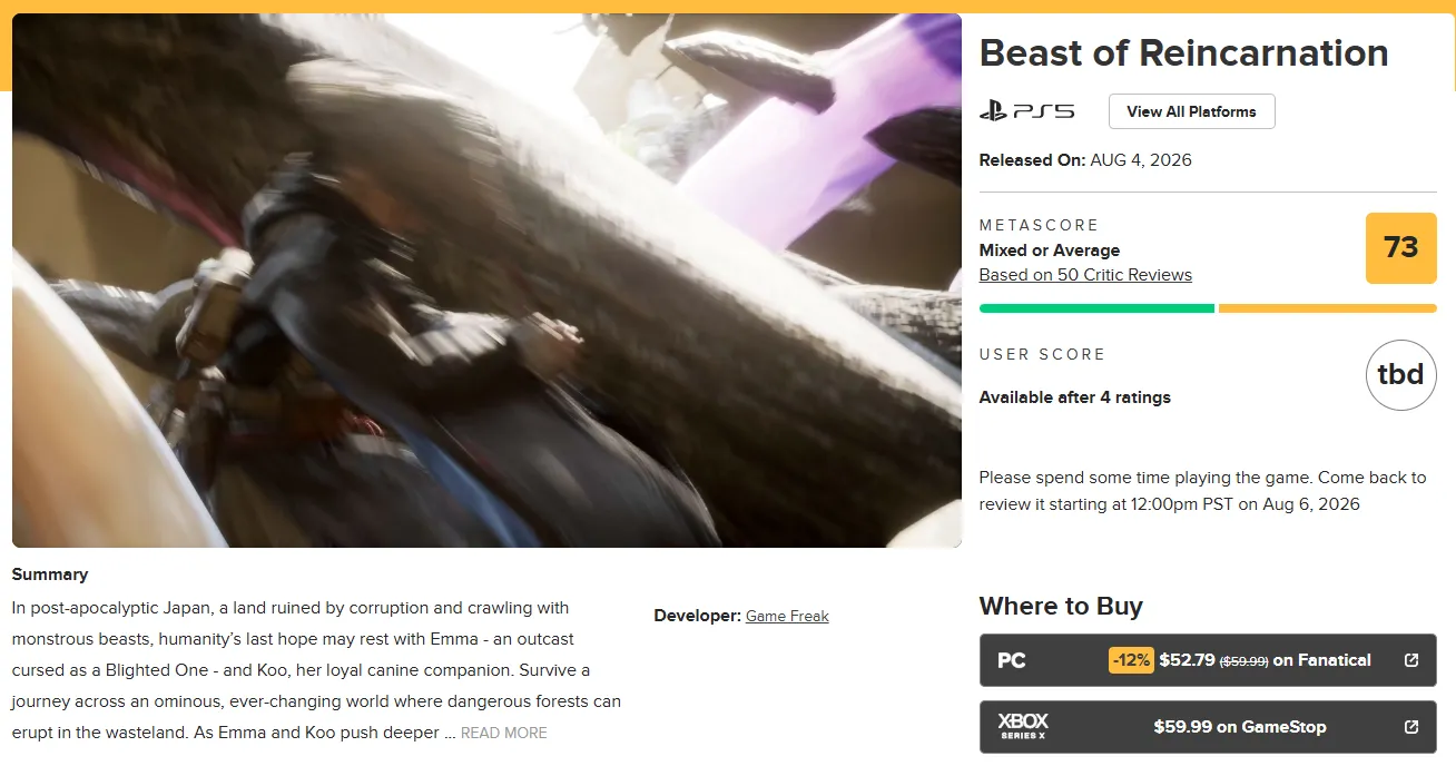 На агрегаторе Metacritic версия для PlayStation 5 держится на отметке 73 балла