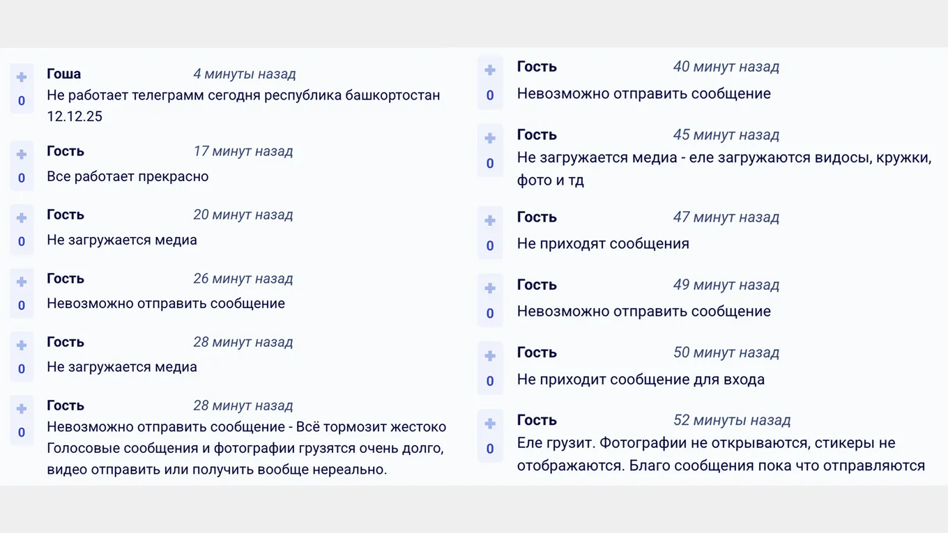 Комментарии пользователей с сайта downdetector