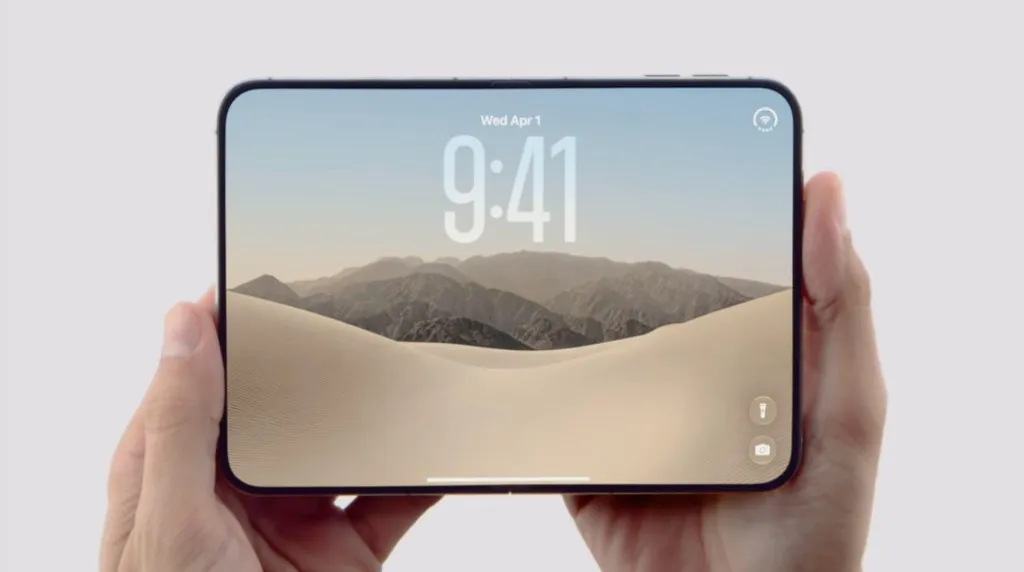Развёрнутый iPhone Duo без видимой фронталки