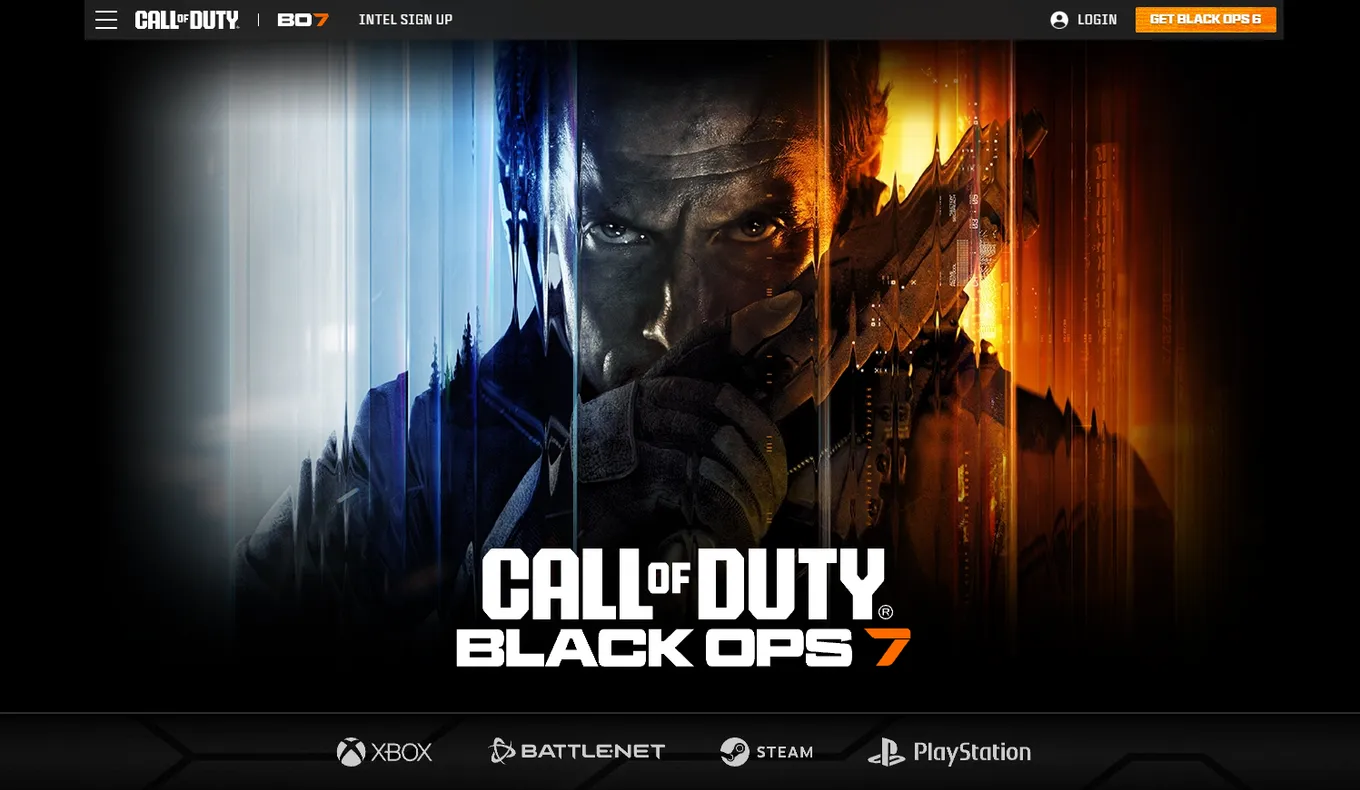 Запущенный официальный сайт Black Ops 7 с постаревшим Дэвидом Мэйсоном на обложке