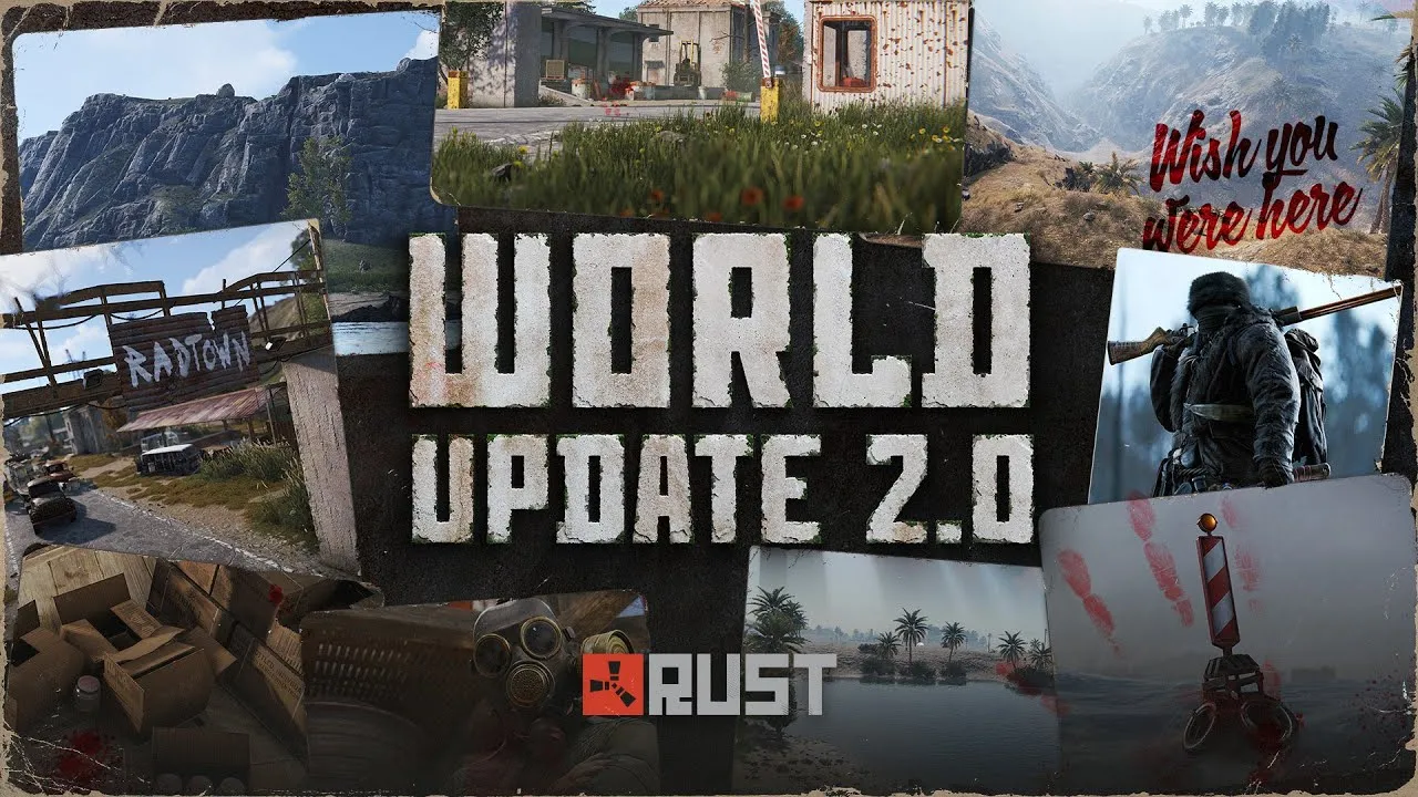 В новом обновлении World Update 2.0 в Rust изменили ландшафт, переработали водную графику, добавили новые биомы, Рэдтаун, радиоактивную воду, NPC у колодцев, транспорт для водолазов, крупнокалиберный револьвер и дополнение Frontiersman Pack