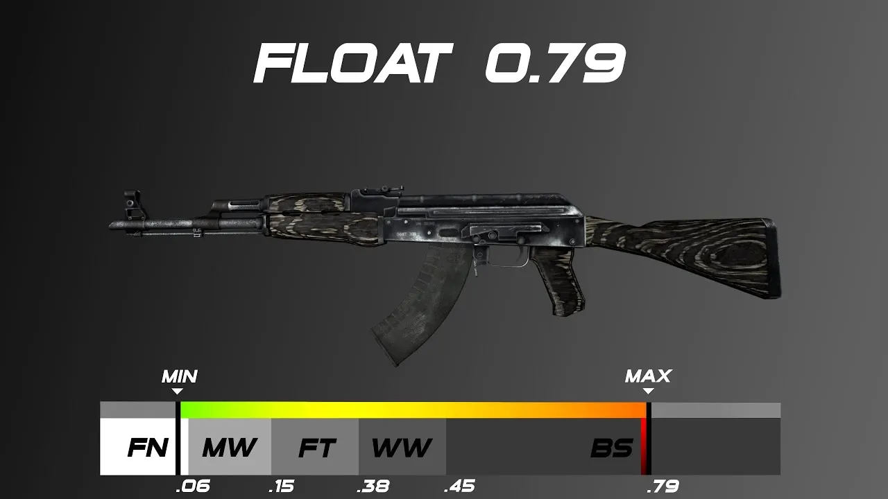 AK-47 | Черный глянец с редким флоатом 0,79