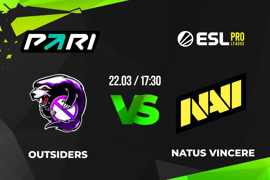 Клиенты PARI выбрали NaVi фаворитом в матче против Outsiders на ESL Pro League Season 17